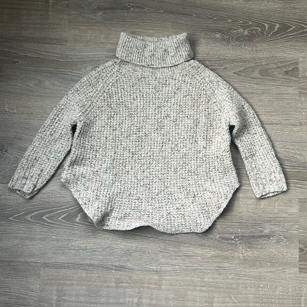 FREE PEOPLE Tweedy Knit Turtleneck Slouchy Pullover Sweater